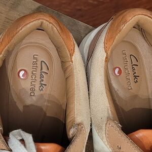 Clarks Unstructured Brown and Cream Leather Sneakers